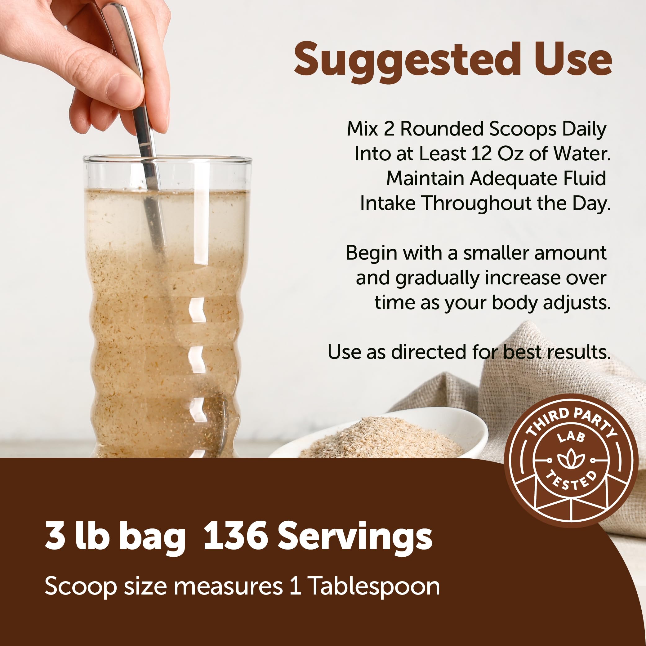 Micro Ingredients vaso con gel de psyllium husks formado tras mezclar, espesa líquidos