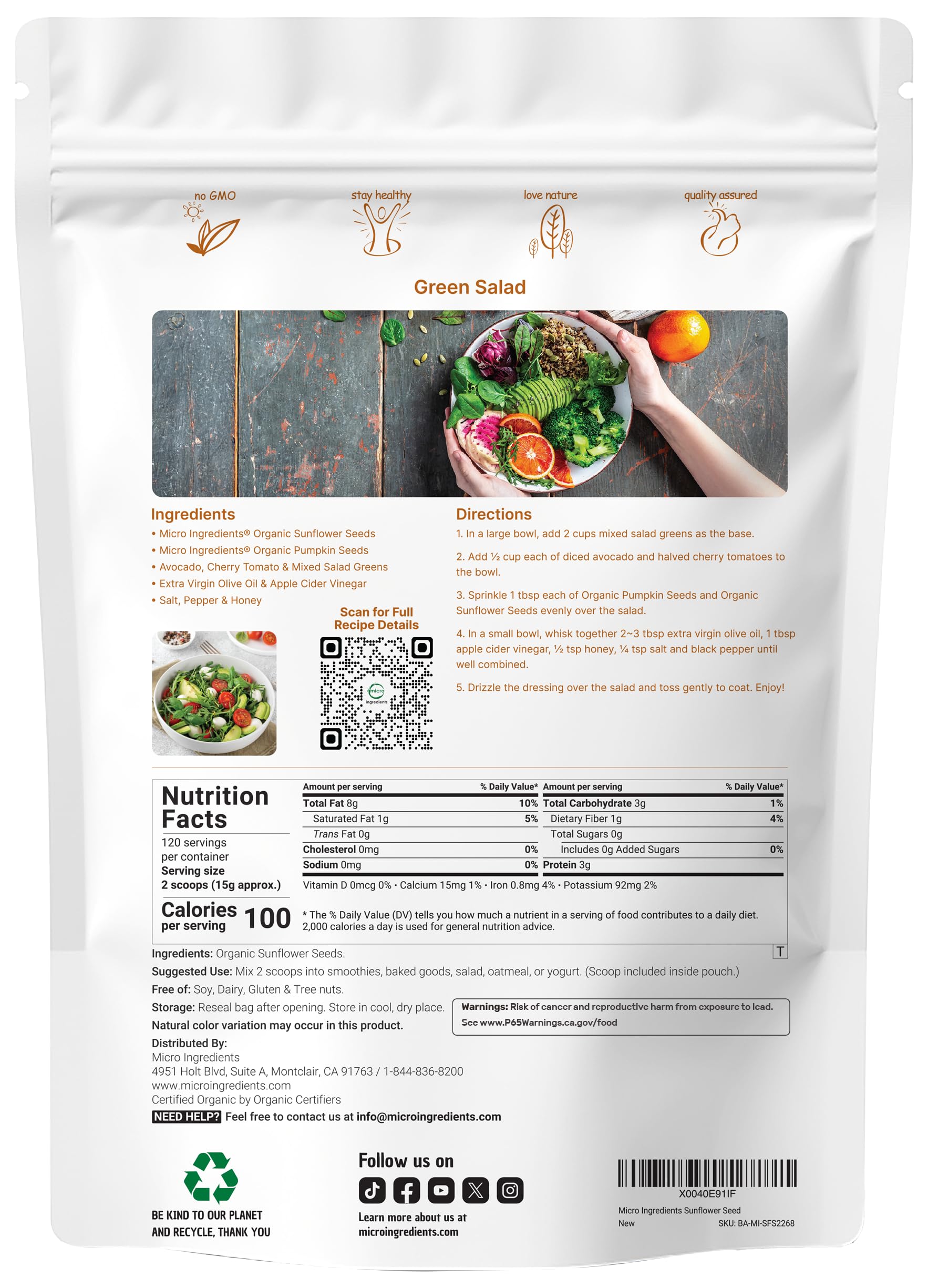 Micro Ingredients primer plano de textura de semillas destacando frescura crujiente