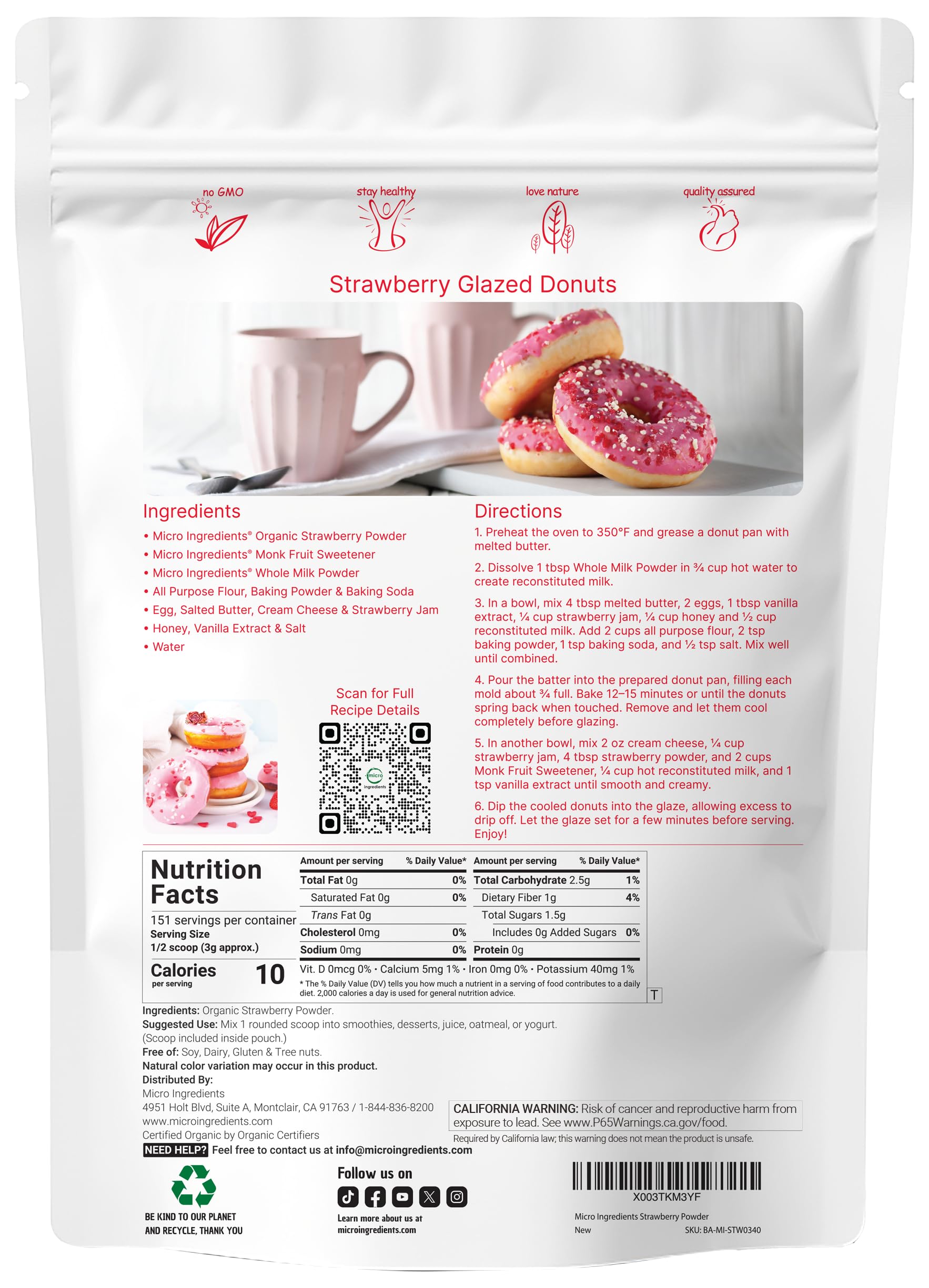 Micro Ingredients powder texture close-up showing fine freeze-dried consistency