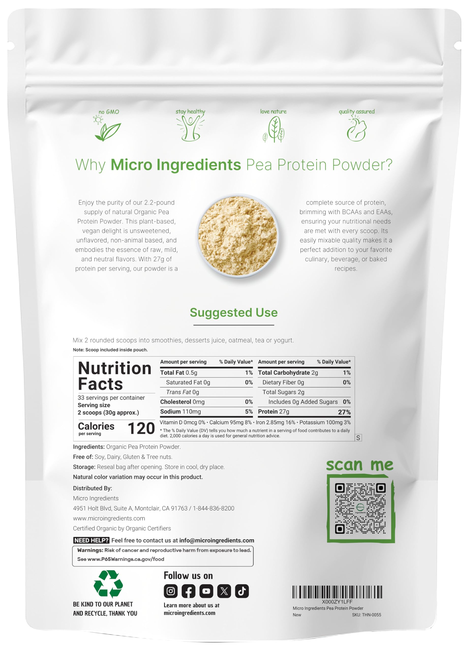 Micro Ingredients textura en polvo fina y homogénea, fácil disolución