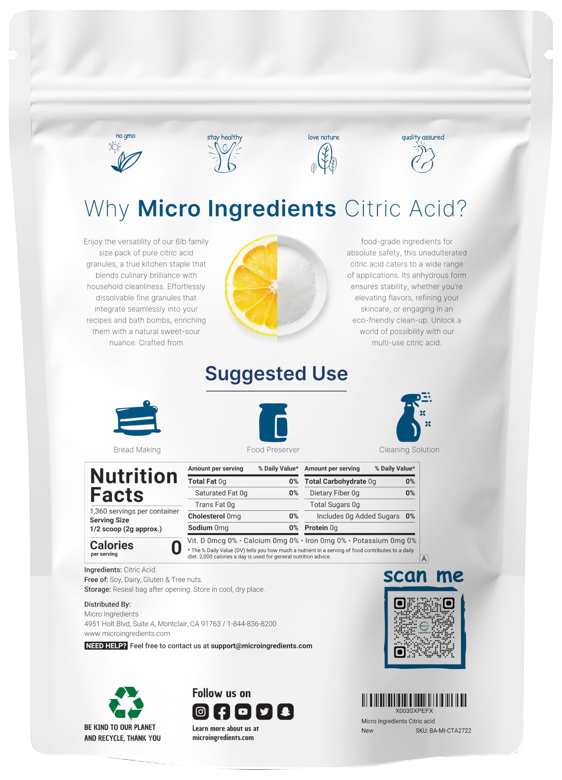 Micro Ingredients textura granular fina que se disuelve rápido y facilita mezclas
