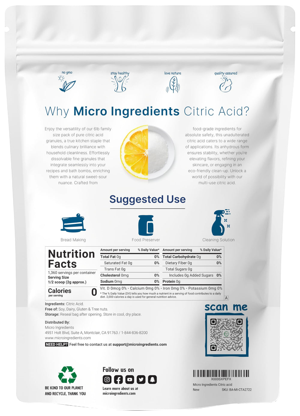 Micro Ingredients textura granular fina que se disuelve rápido y facilita mezclas