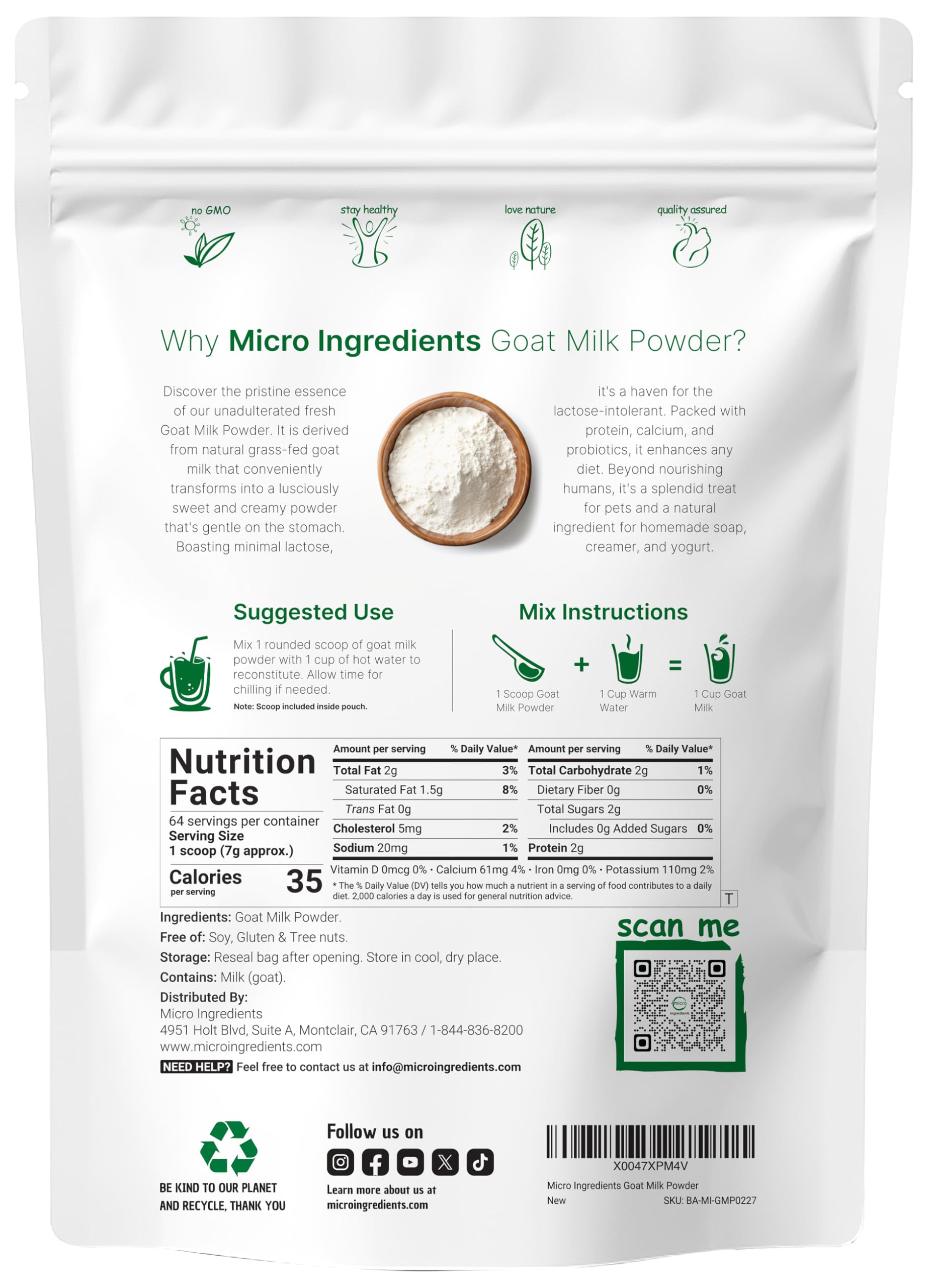 Micro Ingredients polvo de leche de cabra detalle de textura cremosa