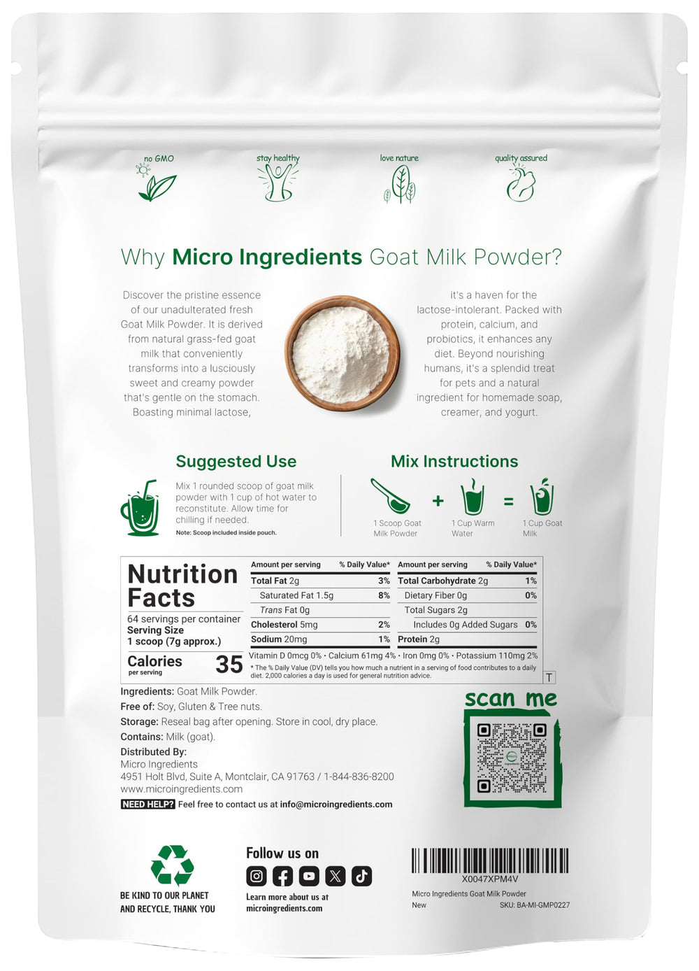 Micro Ingredients polvo de leche de cabra detalle de textura cremosa