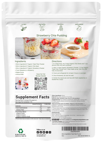 Micro Ingredients textura del polvo orgánico triple fibra, mezcla fina y fácil disolución