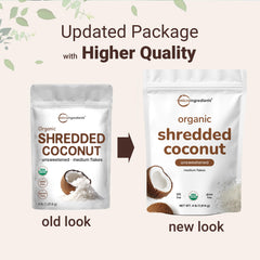 Micro Ingredients toasted coconut flakes on tray, enhances crunch and toasty flavor