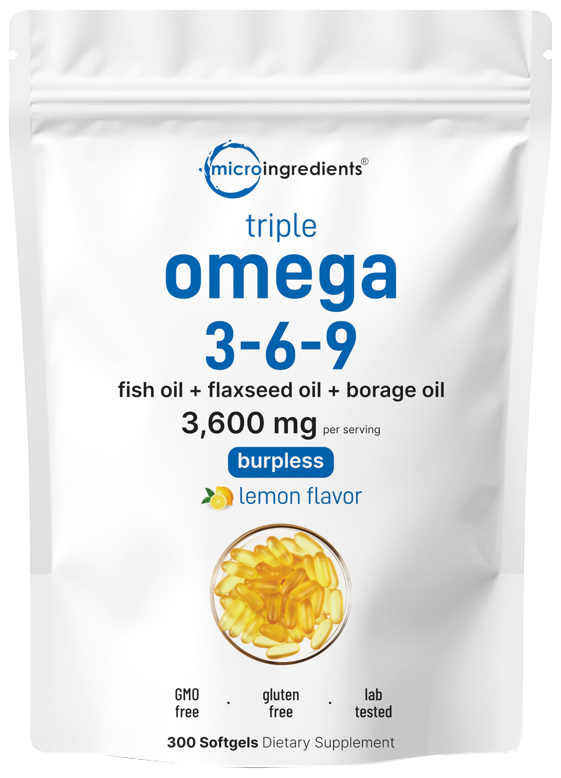 Micro Ingredients front packaging shot showing 300-count bottle and benefits