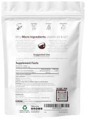 Micro Ingredients open pouch revealing 300 mini softgels for long-lasting supply