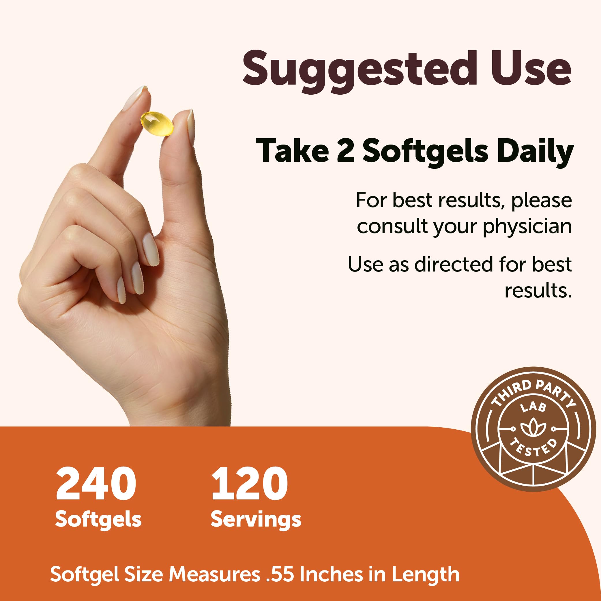 Micro Ingredients softgel en mano para comparar tamaño y tomar con facilidad