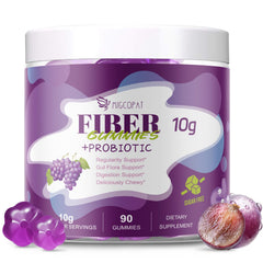 Migcopat frente del empaque mostrando 10g de fibra y sabor uva