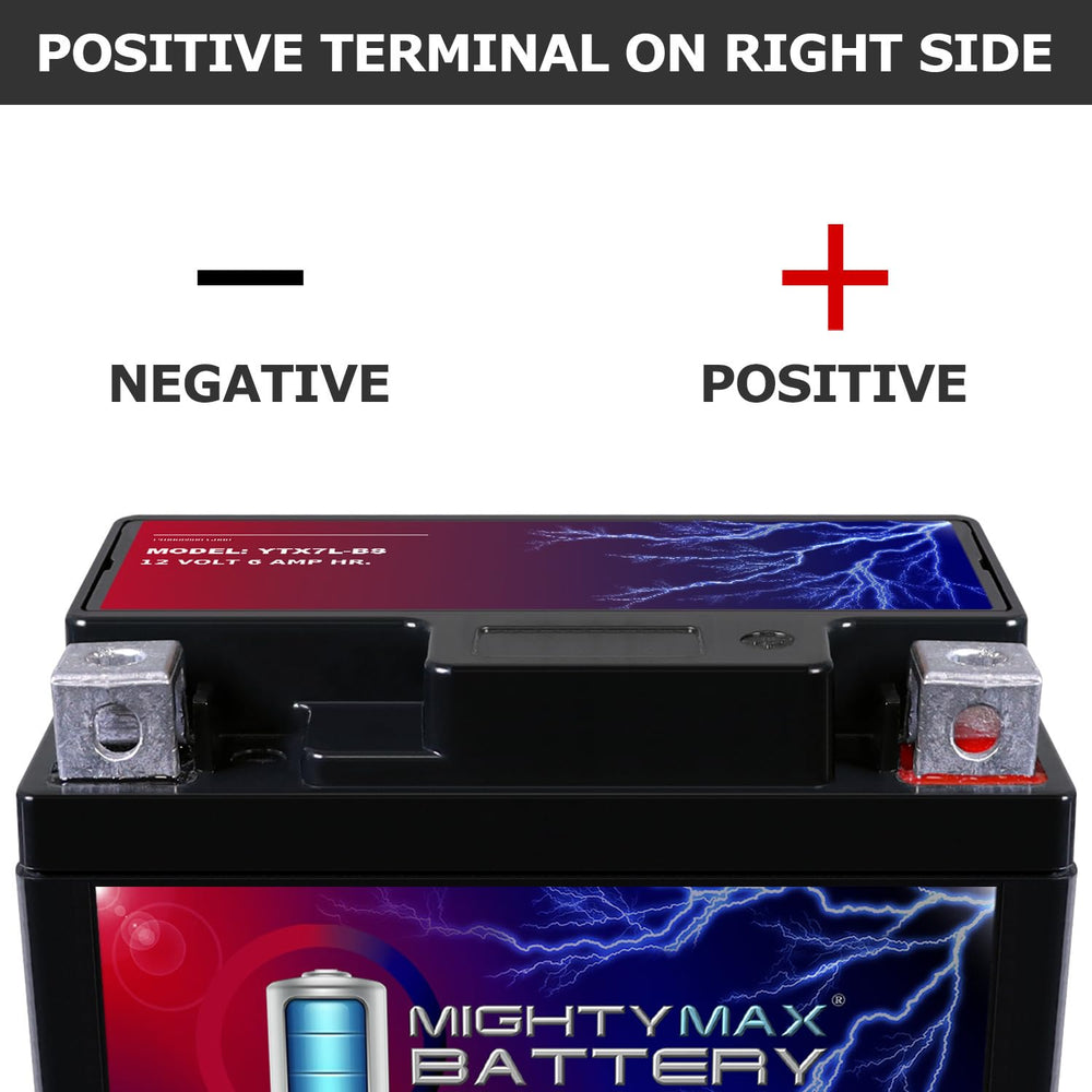 Mighty Max Battery vista lateral con dimensiones para comparar instalación