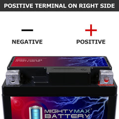Mighty Max Battery vista lateral con dimensiones para comparar instalación