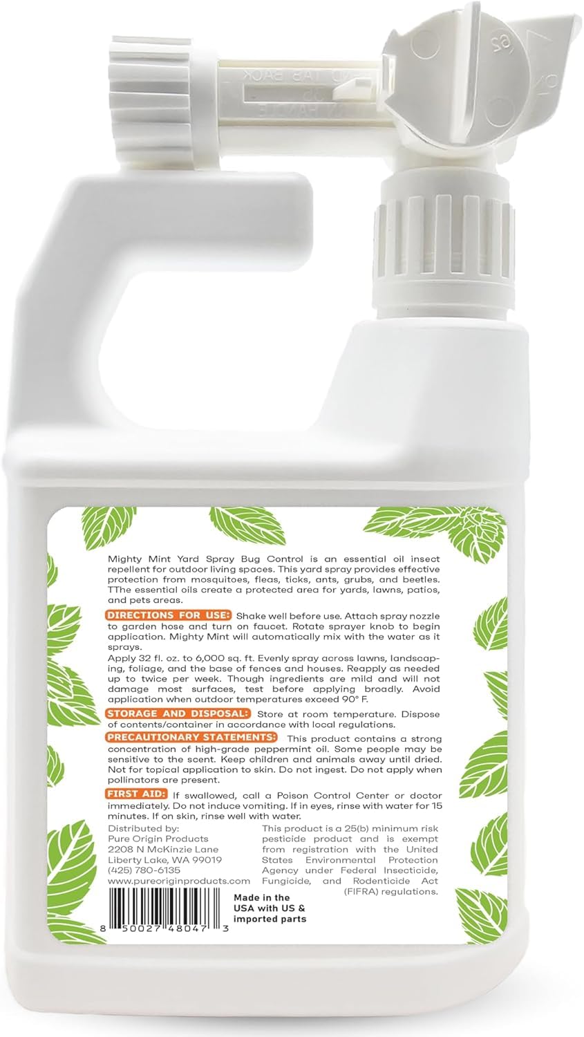 Mighty Mint etiqueta con ingredientes, lista aceites esenciales naturales