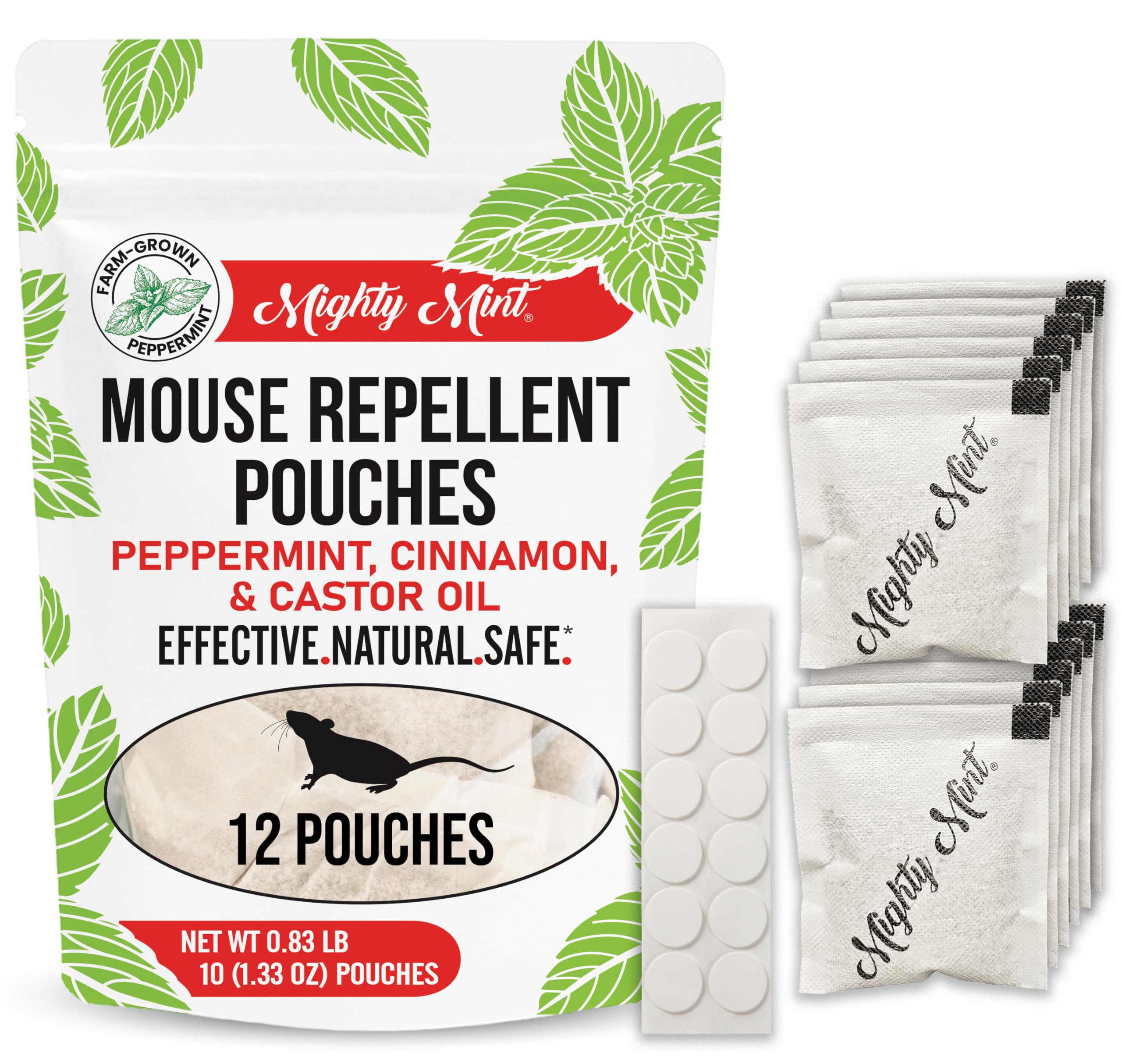 Mighty Mint empaque frontal mostrando 12 unidades y beneficio de protección segura