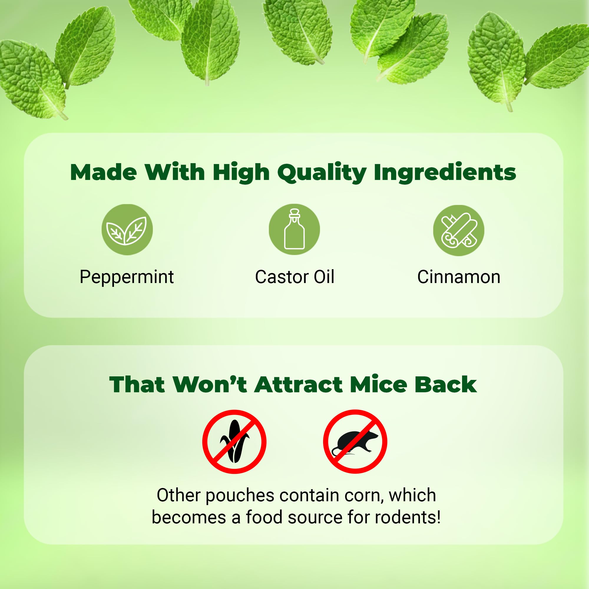 Mighty Mint pouch colocada en despensa frescura y disuasión en almacenamiento