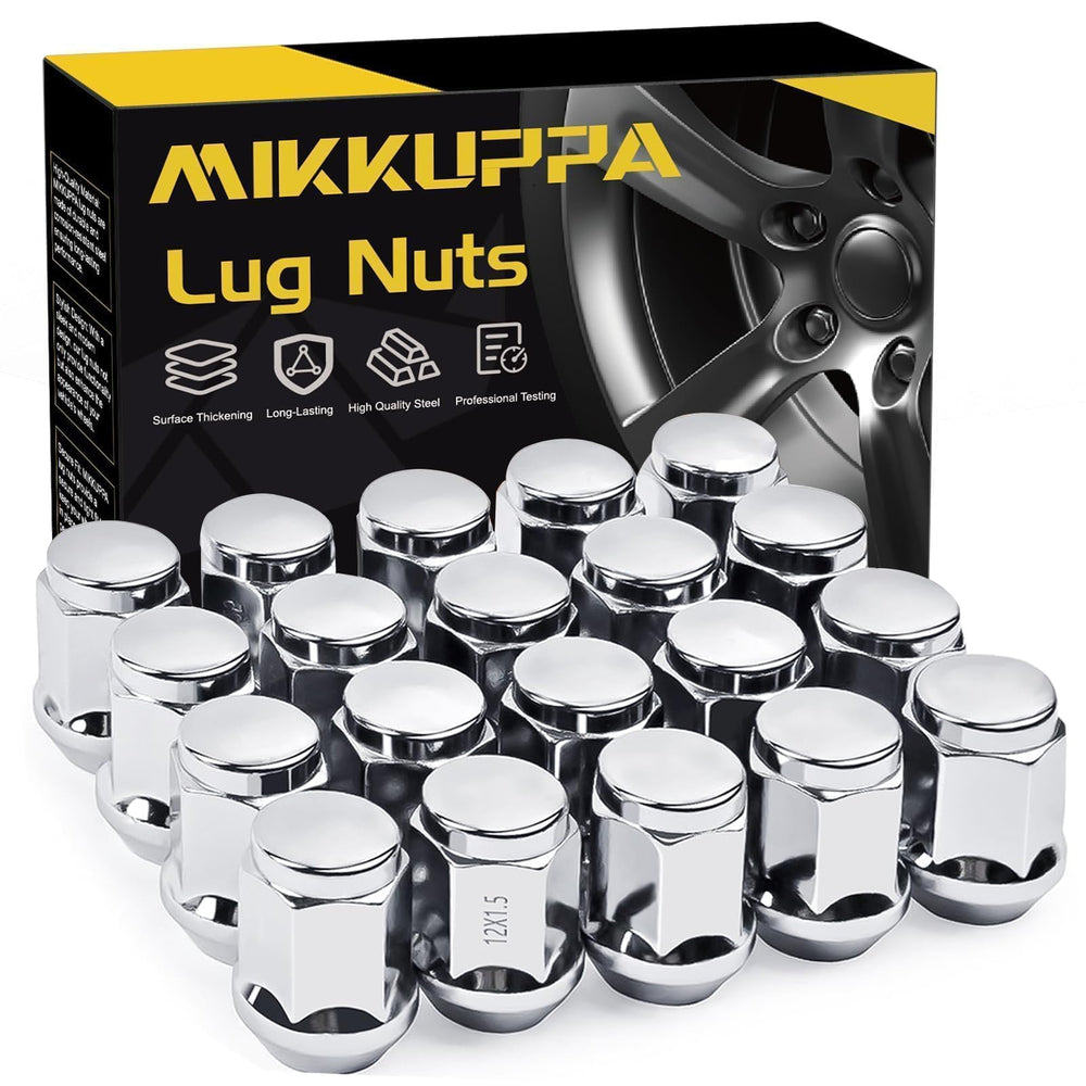 MIKKUPPA empaque frontal con 20 tuercas cromadas mostrando protección y cantidad
