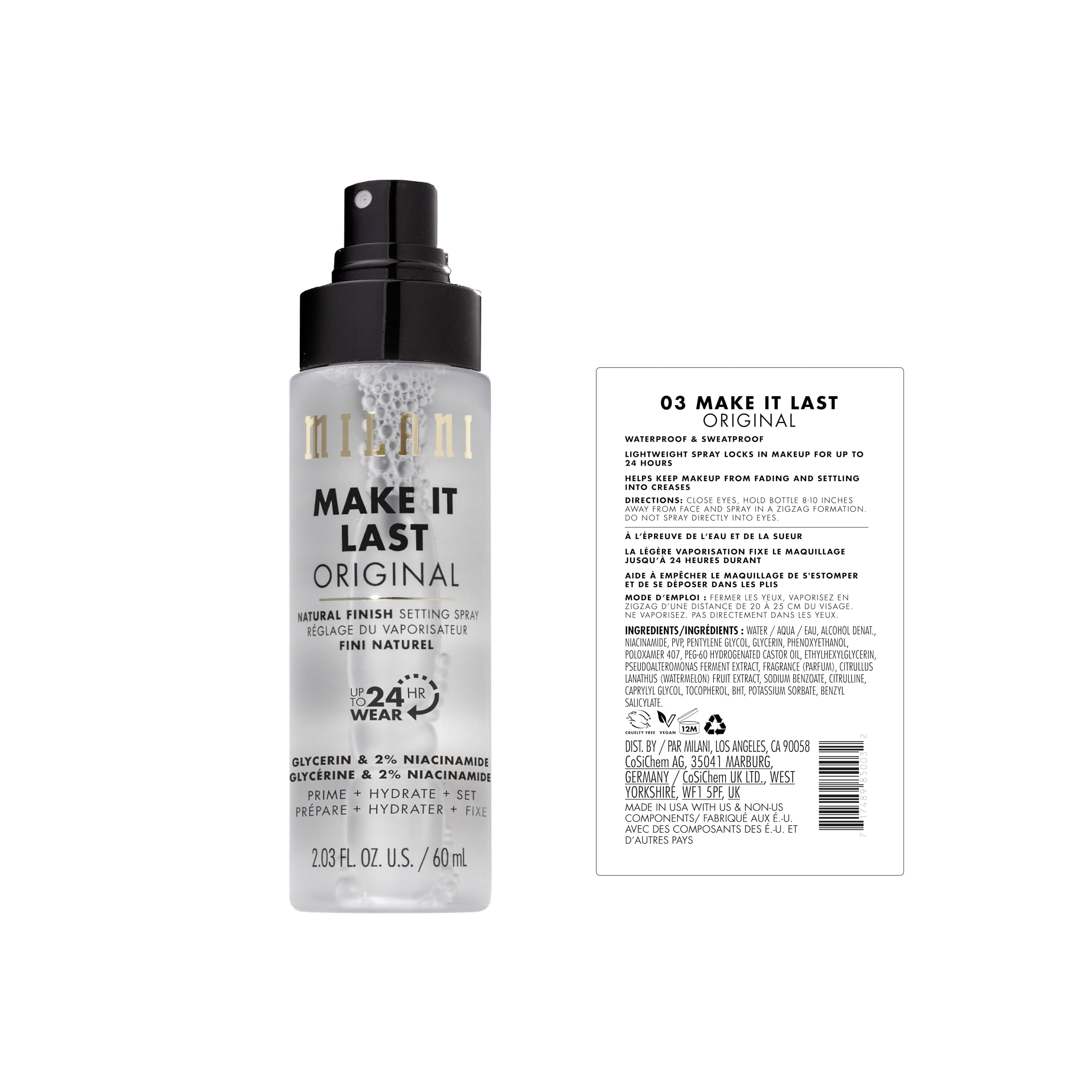 Milani spray en niebla fina demostrando aplicación homogénea