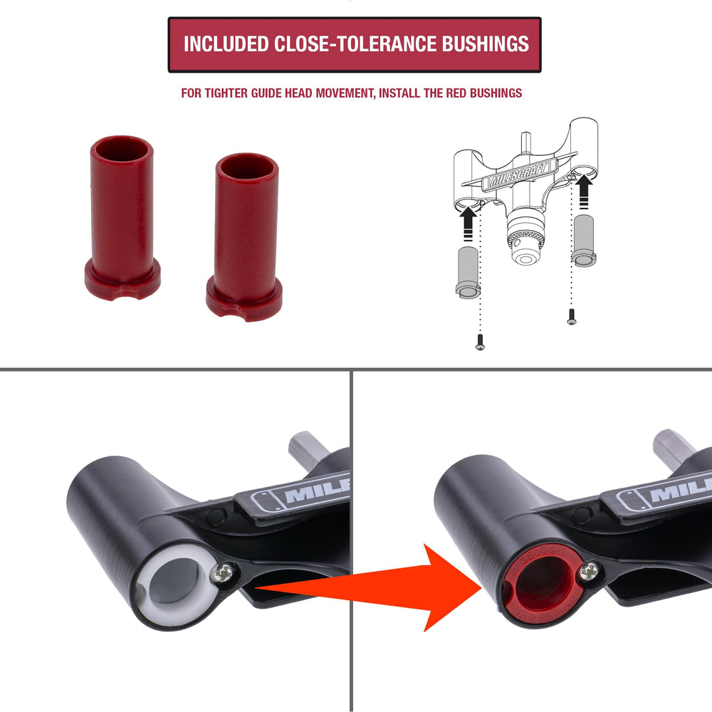 Milescraft DrillMate attached to a cordless drill in use for precise holes