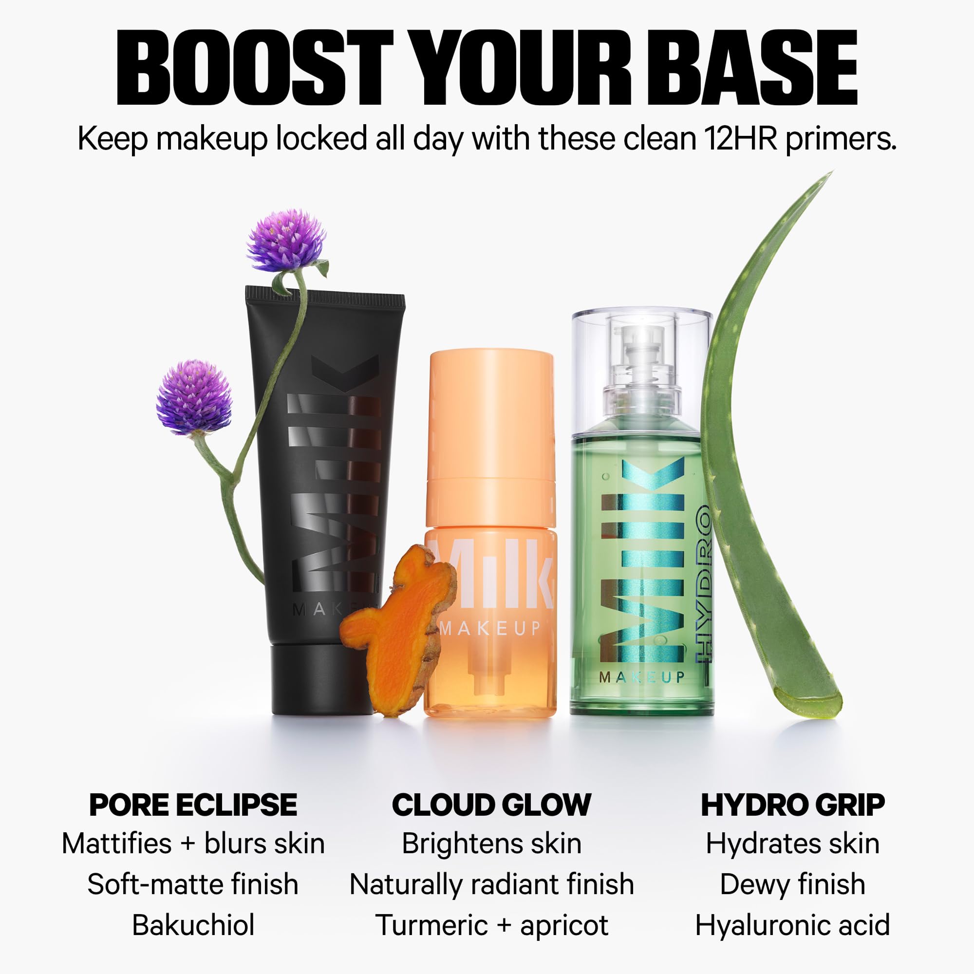 Milk Makeup Hydro Grip inside a makeup bag for on-the-go long-wear benefit