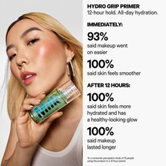 Milk Makeup Hydro Grip gel texture swiped on skin showing hydration boost