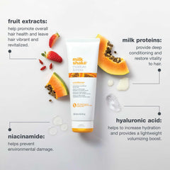 milk_shake envase 10.1 oz junto a objetos para comparar tamaño práctico