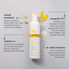 milk_shake etiqueta con ingredientes clave que fortalecen el cabello