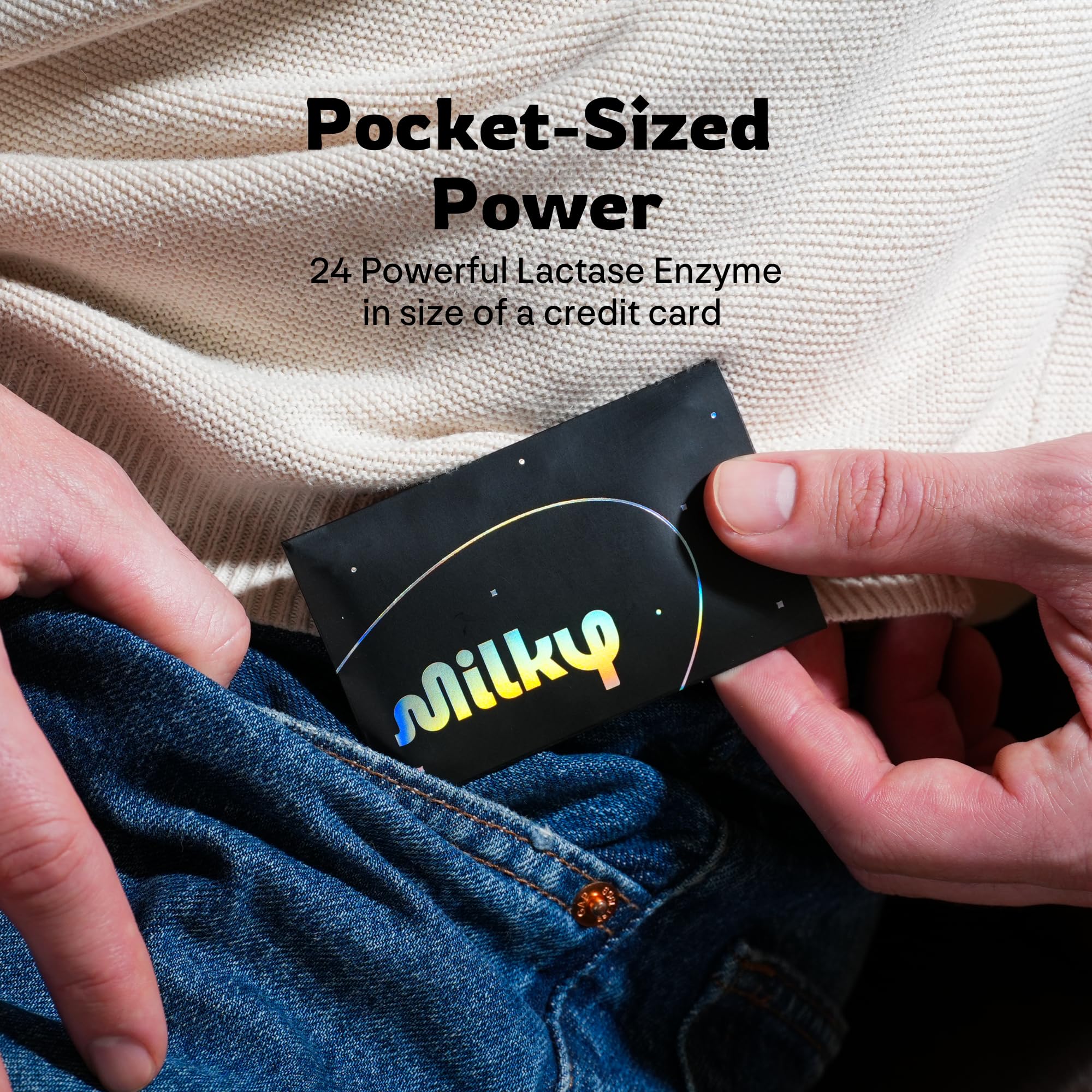Milky open pack displaying 48-count supply for travel convenience