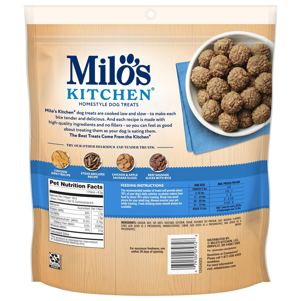Milo’s Kitchen bolsa abierta y albóndigas en bol listas para servir