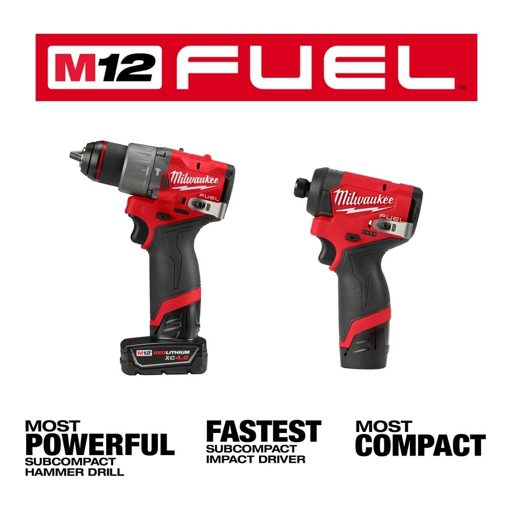 Milwaukee M12 FUEL impact driver driving a screw in wood for fast efficient fastening