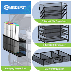 MINDEPOT separador vertical de tres bolsillos para carpetas y libretas accesibles