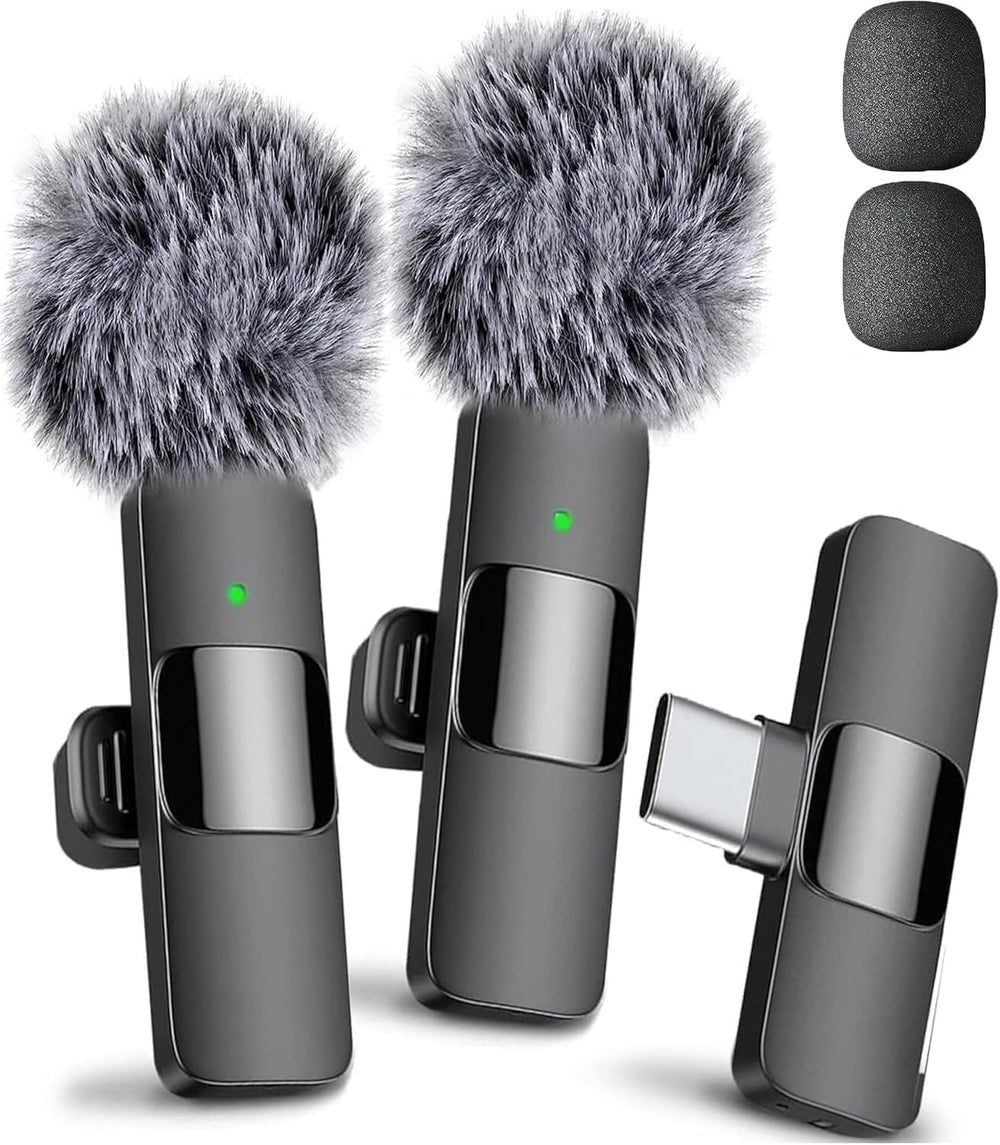 Mini Mic Pro vista frontal del paquete con accesorios y beneficio de inicio rápido