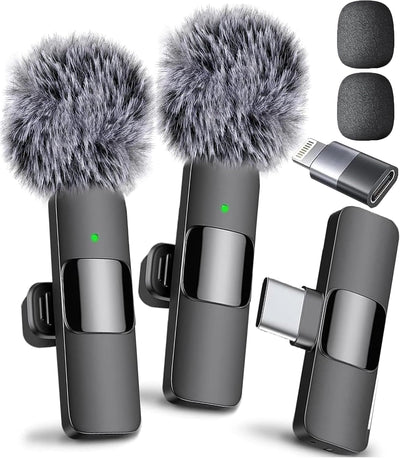 Mini Mic Pro vista frontal del micrófono y empaque, calidad profesional inmediata