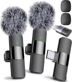 Mini Mic Pro vista frontal del micrófono y empaque, calidad profesional inmediata