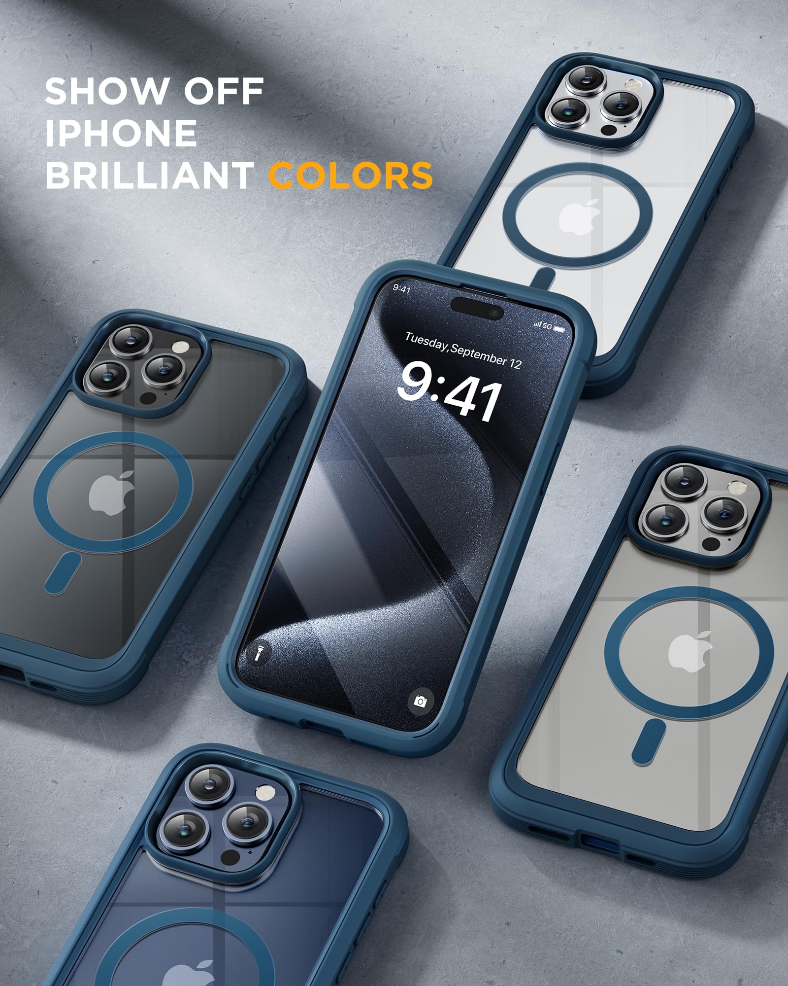 Miracase comparación de tamaño junto al iPhone 15 Pro Max para escala