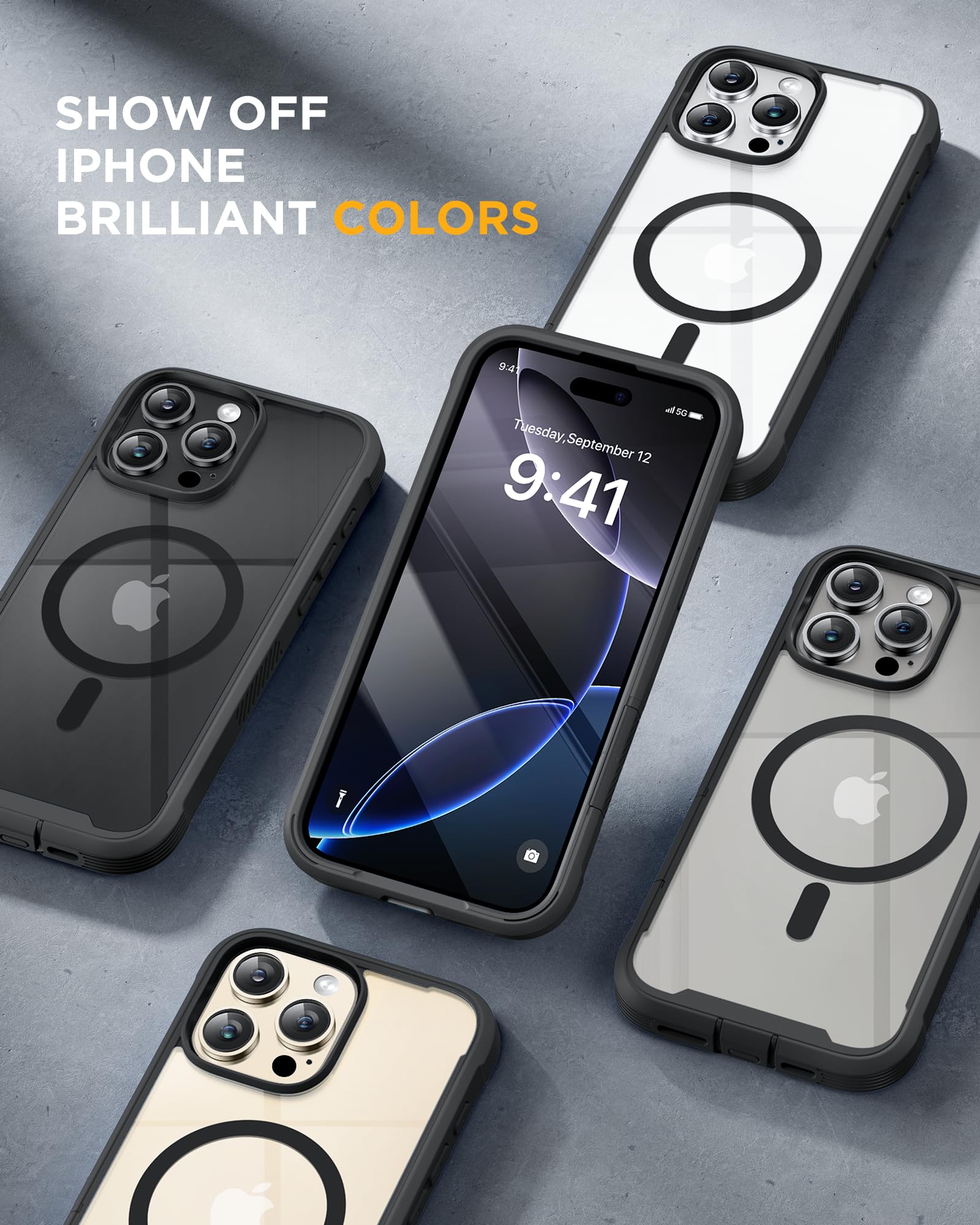 Miracase comparación de escala con iPhone 16 Pro Max 6.9 pulgadas clara