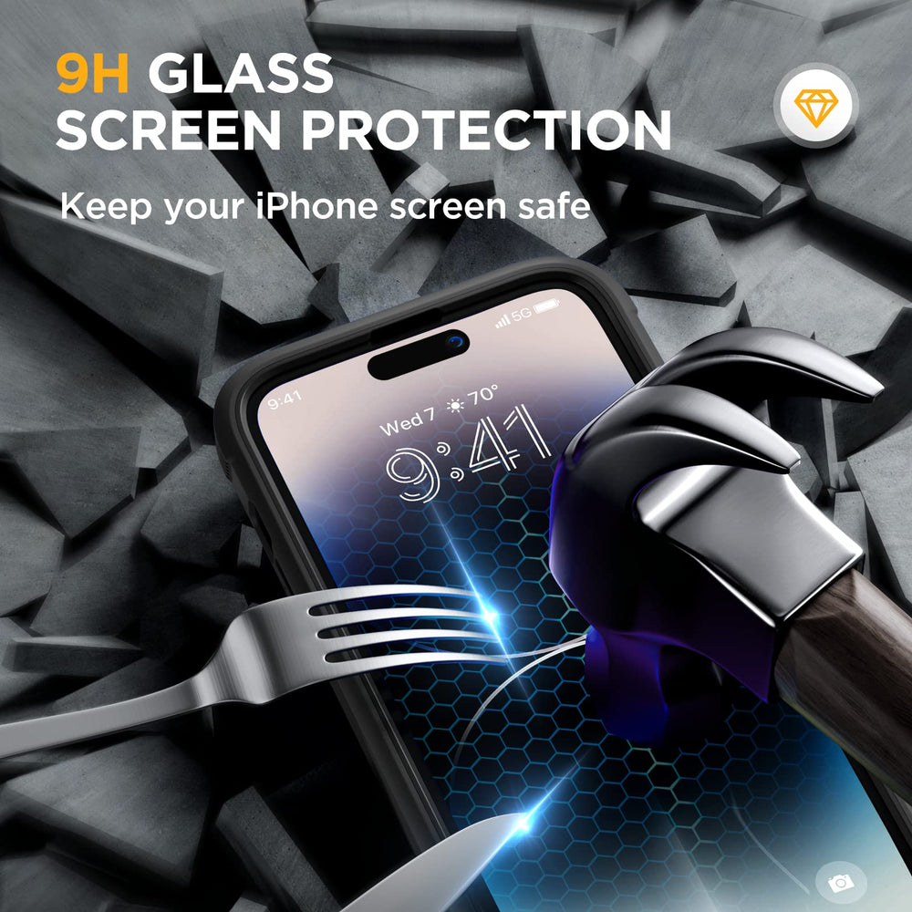 Miracase comparación de tamaño con iPhone 14 Pro Max para visualizar escala