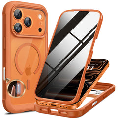 Miracase funda frontal naranja mostrando protección y estilo
