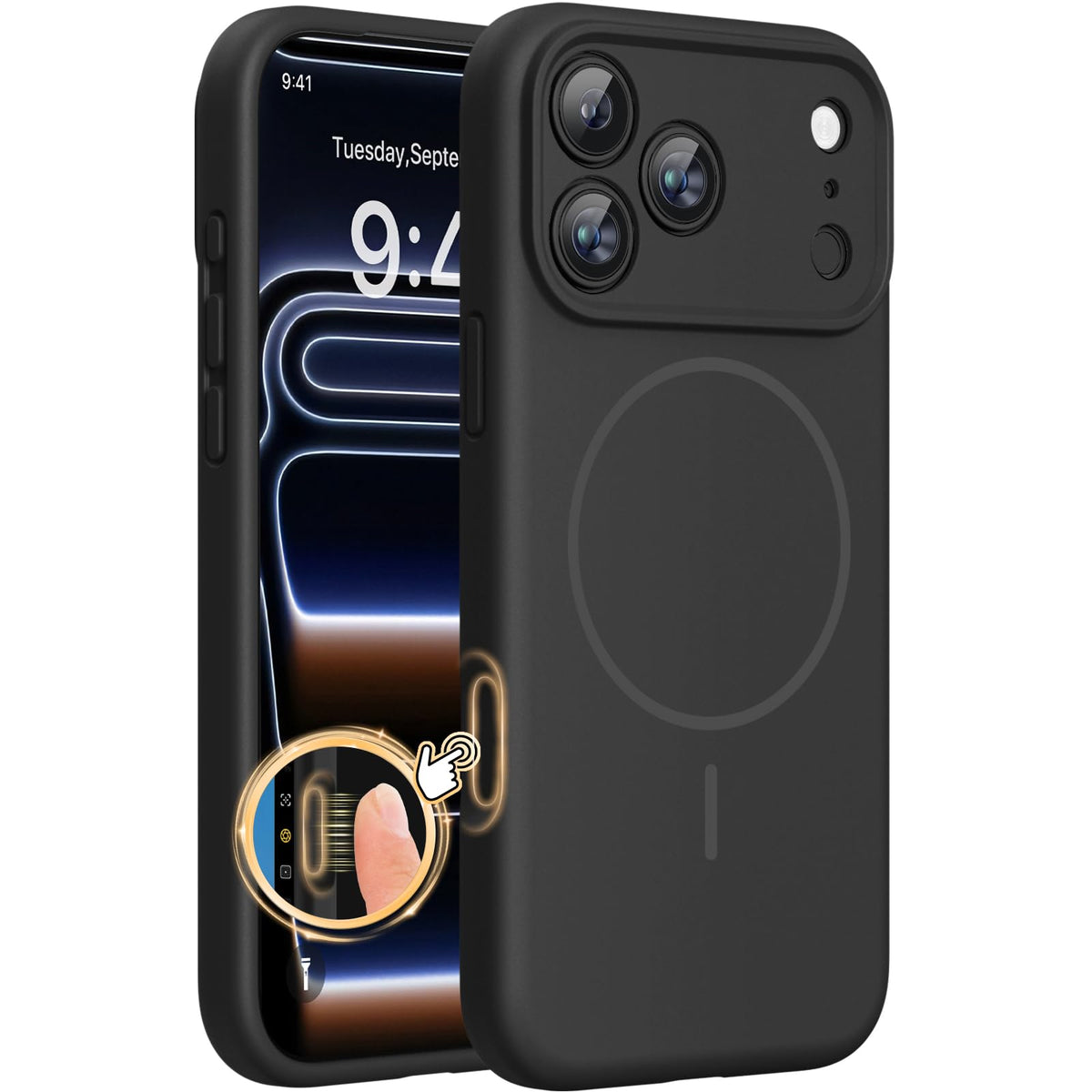 Miracase funda frontal en negro mostrando ajuste preciso y protección