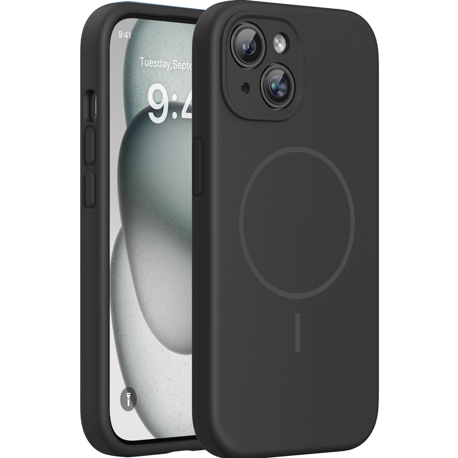 Miracase funda frontal para iPhone 15 con diseño oscuro y protección completa