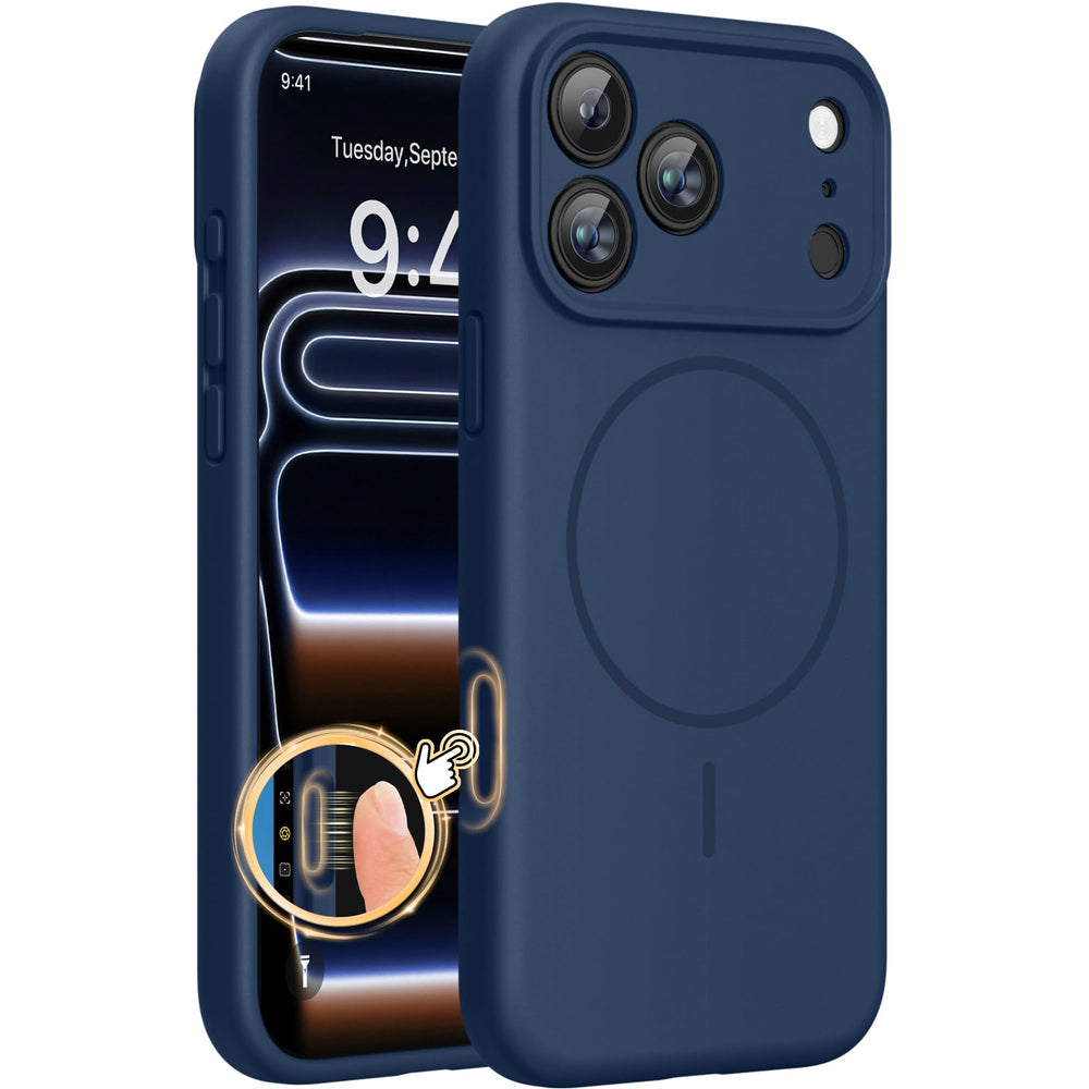 Miracase funda frontal azul oscuro mostrando ajuste perfecto y protección