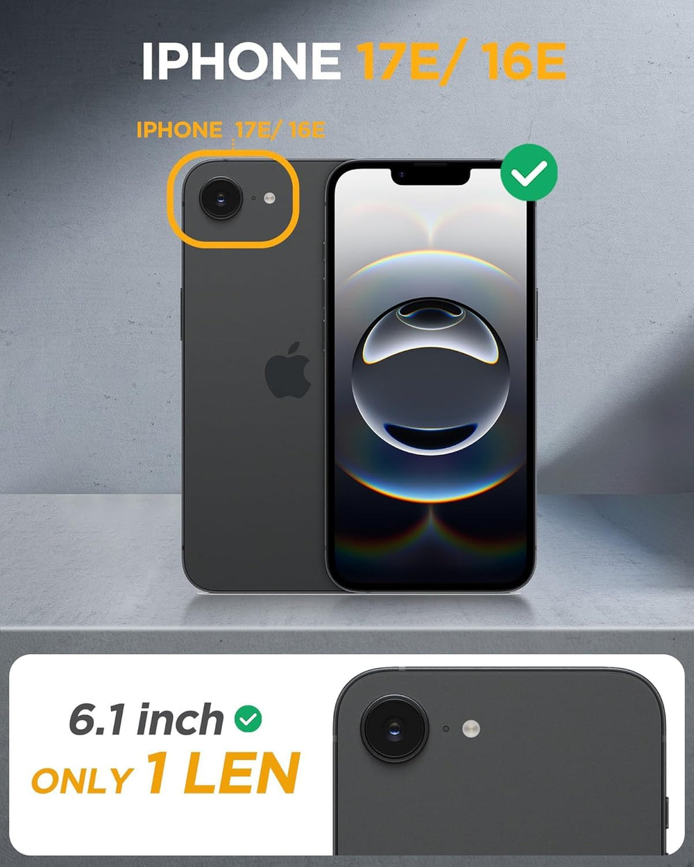 Comparación de tamaño Miracase para iPhone 6.1" destacando cobertura completa