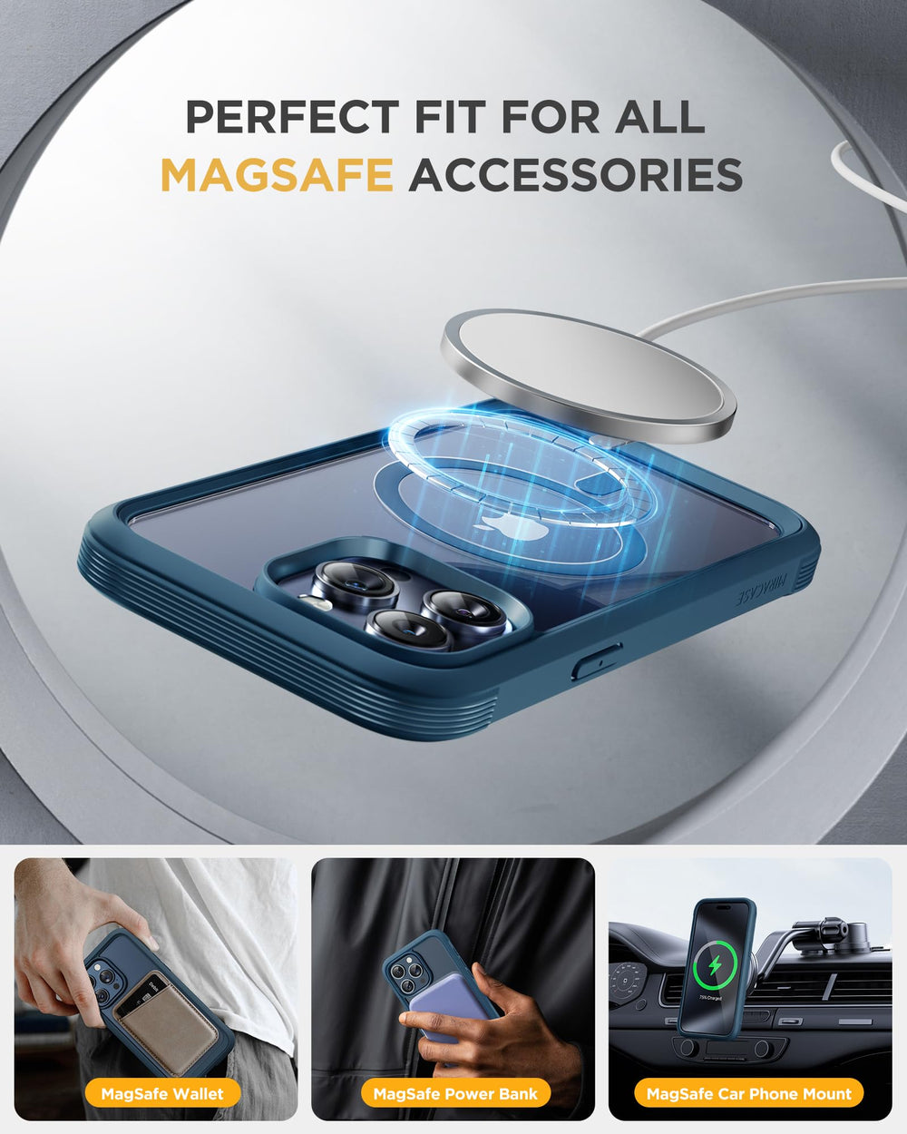 Miracase escala en mano para iPhone 15 Pro,protección compacta y ligera