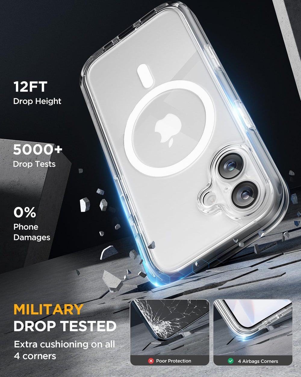 Miracase parte trasera cristal clara que realza color del iPhone