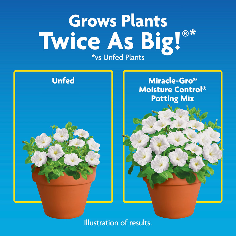 Miracle-Gro label close-up showing feeding duration and AquaCoir formula