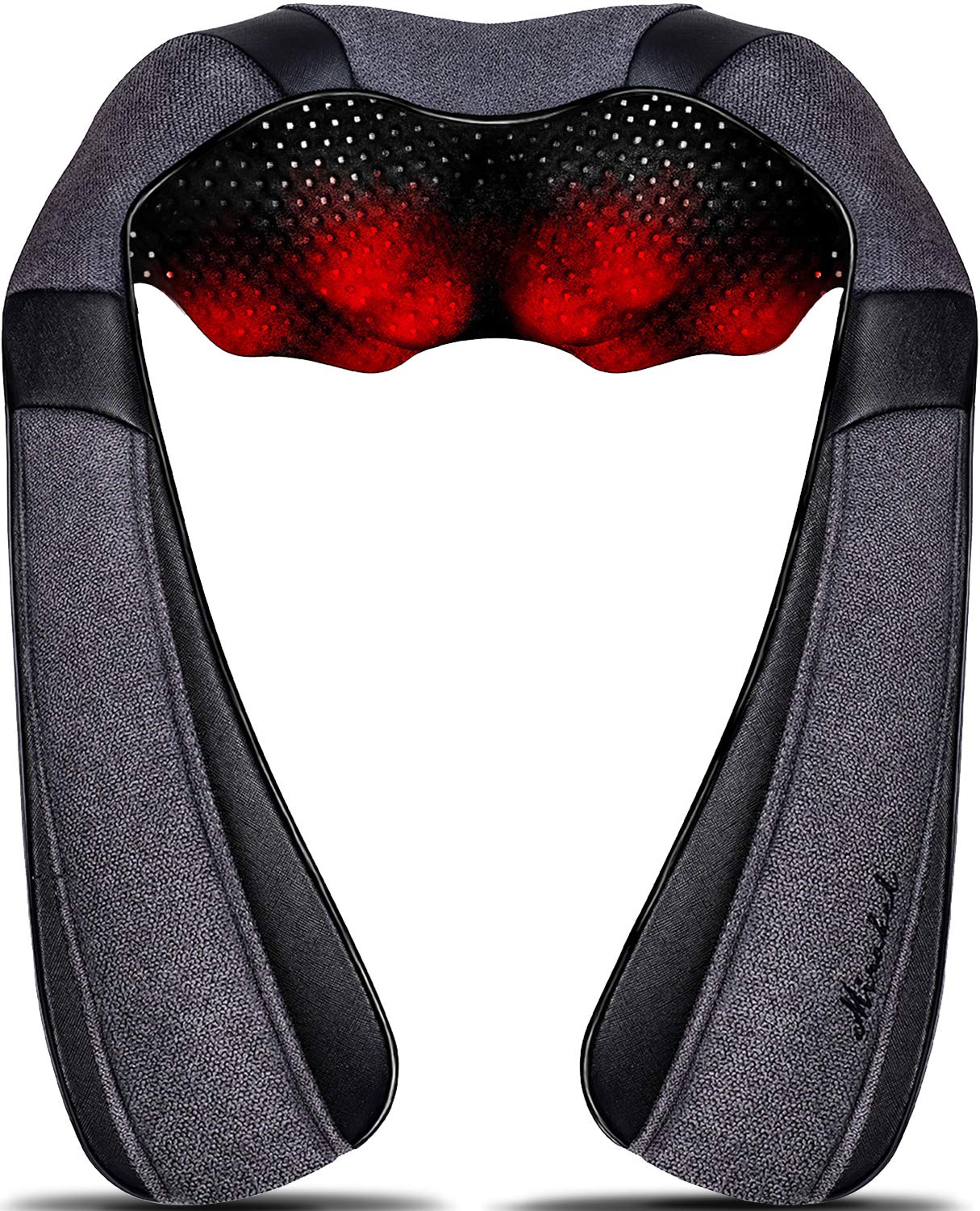 Mirakel masajeador cuello frontal mostrando diseño ergonómico y confort