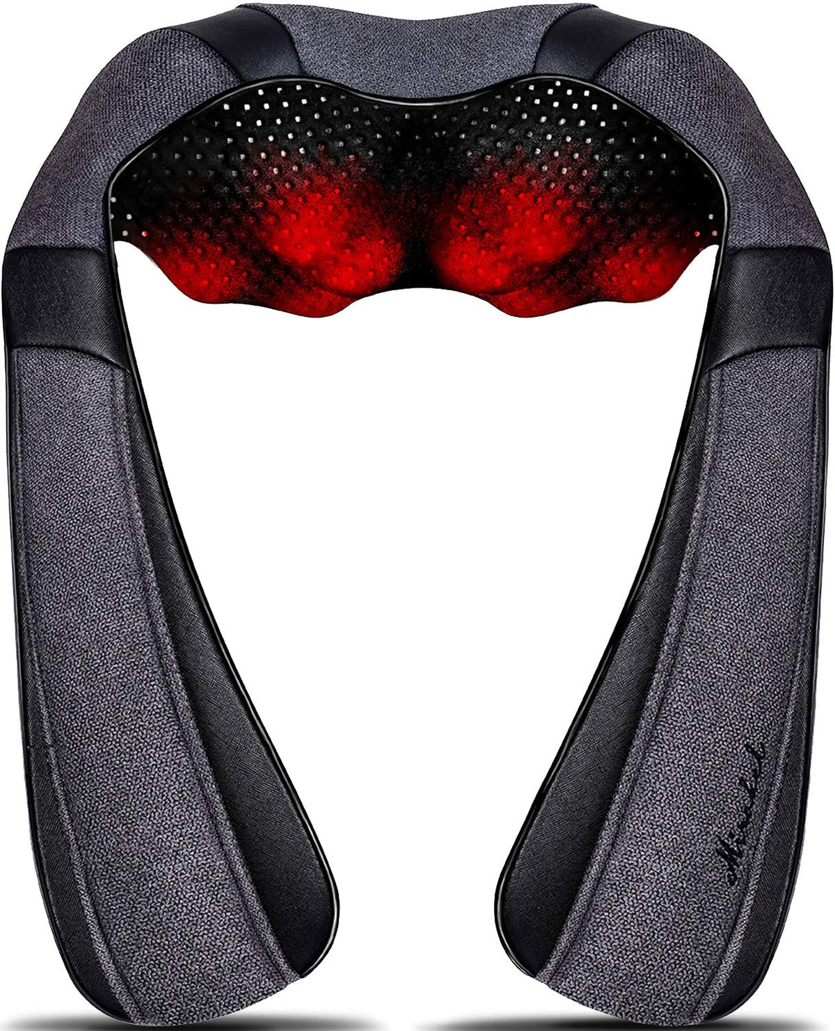 Mirakel masajeador cuello frontal mostrando diseño ergonómico y confort