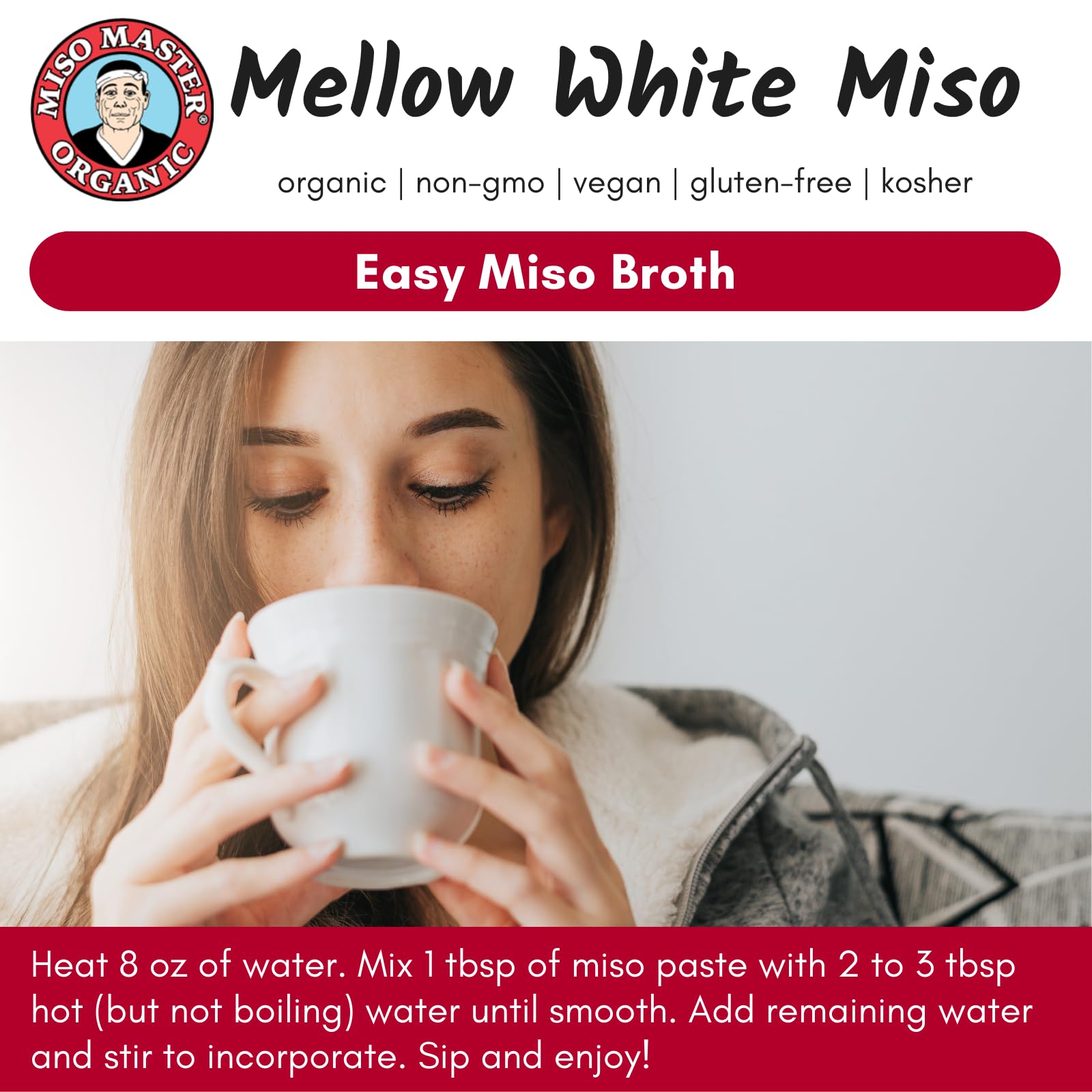 MISO MASTER ORGANIC comparado con utensilios para ver tamaño y porciones