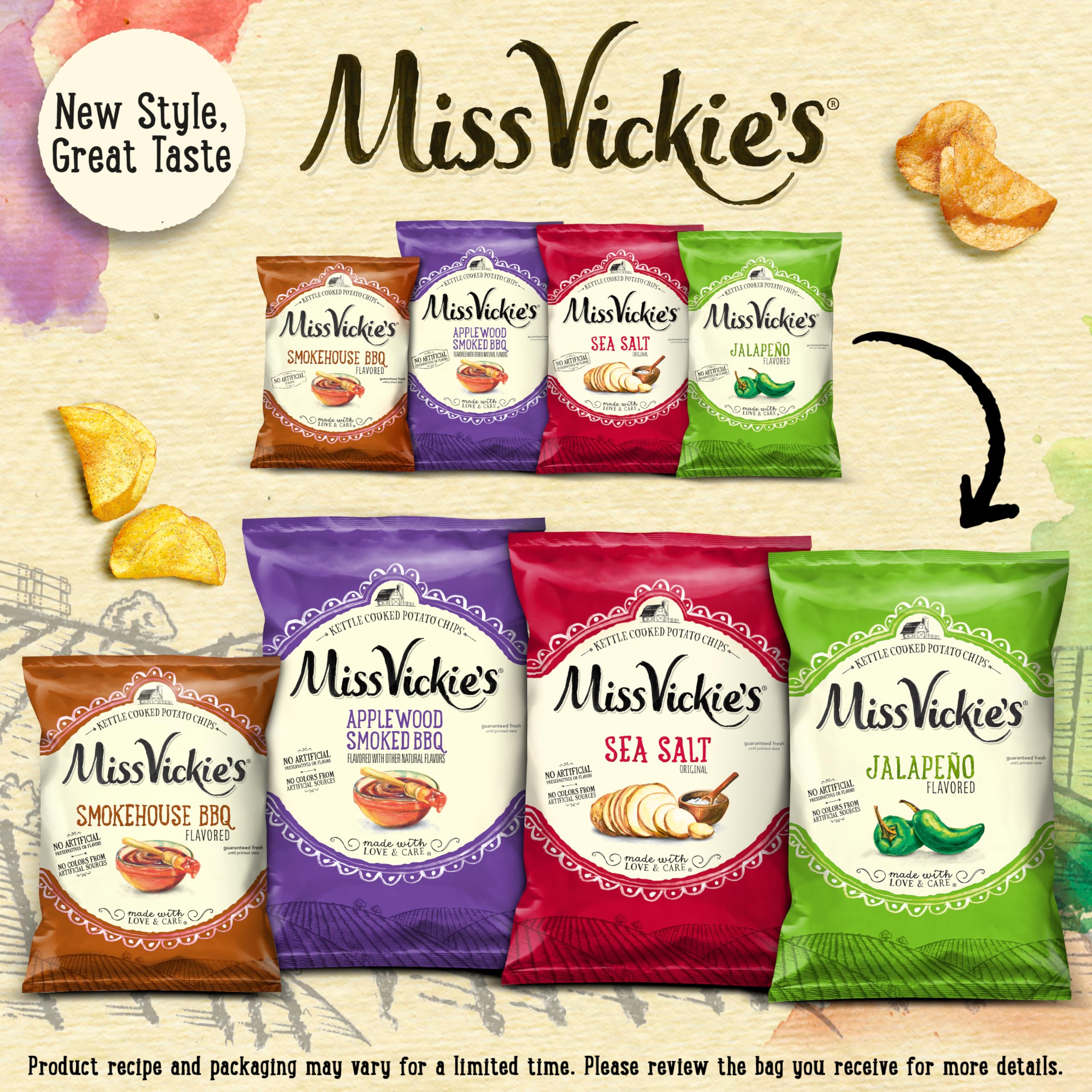 Miss Vickie's bolsa abierta con chips listos para consumir