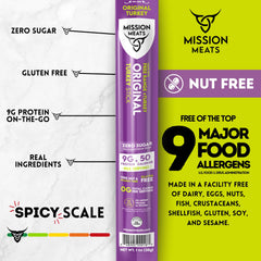 Mission Meats ingredient closeup emphasizing free-range turkey and clean ingredients
