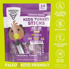Mission Meats palito en mano para comparar tamaño y porción infantil